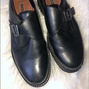 Florsheim black buckle strap loafers SZ 9.5